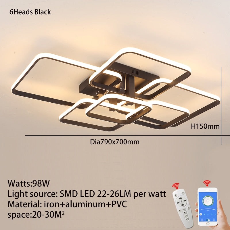 FANPINFANDO Rectangle Acrylic Aluminum Modern Led Ceiling Lights For Living Room Bedroom White/Black Led Ceiling Lamp Fixtures