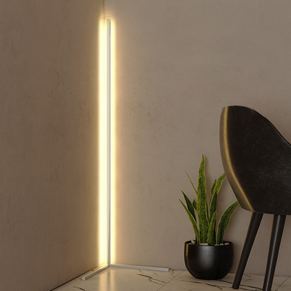Nordic LED Floor Lamp Modern Simple Warm White Corner Rod Light for Living Room Bedroom Interior Atmosphere Standing Indoor