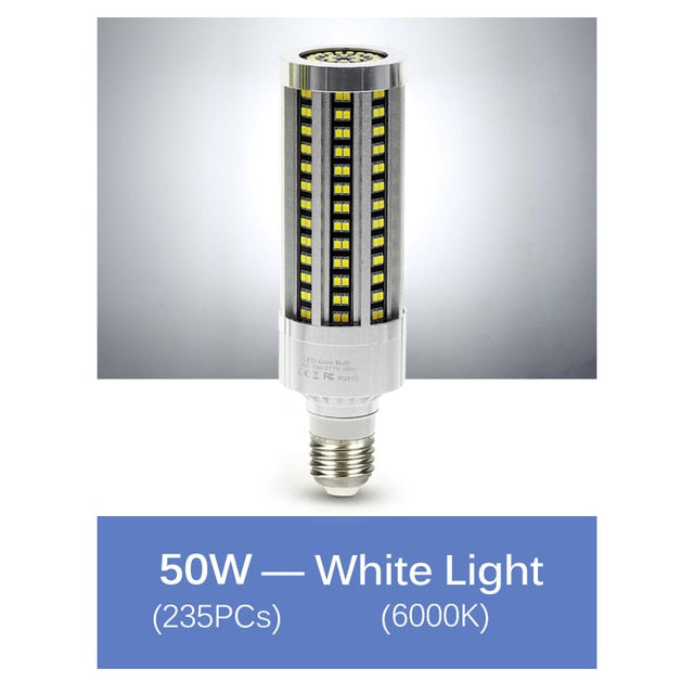 High Quality LED Bulb Whole Body Metal Hight Brightness E27 LED Corn Lamp AC85-265V 20W 35W 50W 100W LED Commercial Lighting