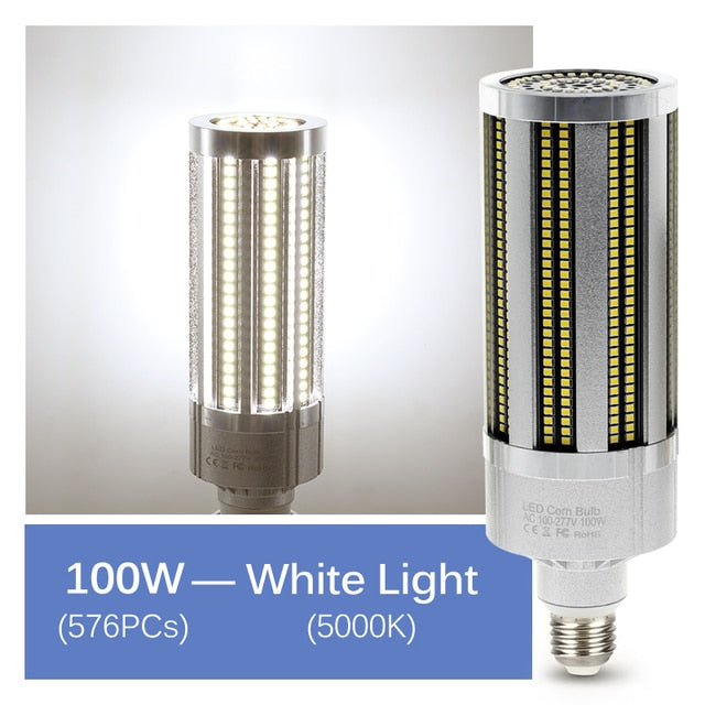 High Quality LED Bulb Whole Body Metal Hight Brightness E27 LED Corn Lamp AC85-265V 20W 35W 50W 100W LED Commercial Lighting