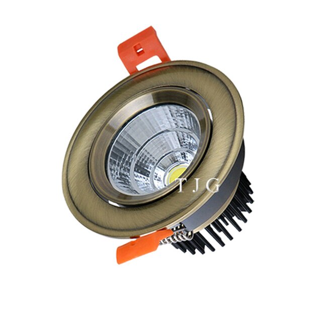 LED Bronze Copper Dimmable COB downlight 3W 5W 7W 10W 12W Ceiling Lamp Recessed Spotlight Lamp Indoor light AC110V 220V
