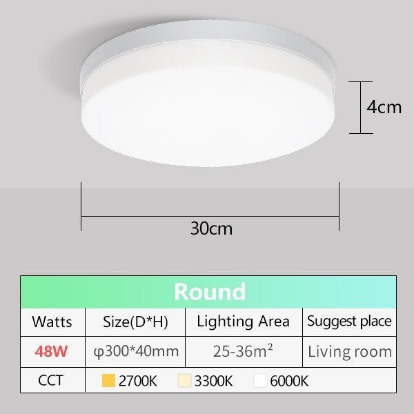 LED Ceiling Lamp AC85-265V 48W 36W 24W 18W Natural Light Ultra Thin Modern Panel Downlights LivingRoom Indoor For BedRoom Fixtur
