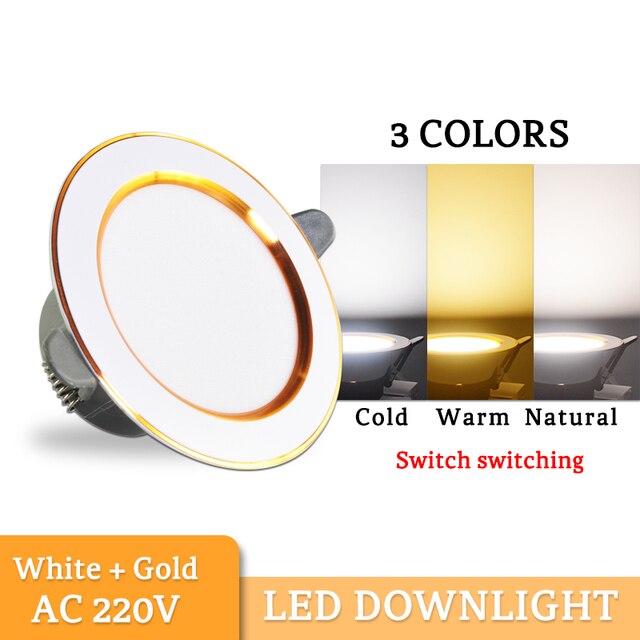 LED Downlight 3W 5W 9W 12W 15W 18W AC220V 240V downlight gold Silver White Ultra Thin Aluminum Round Recessed LED Spot Lighting