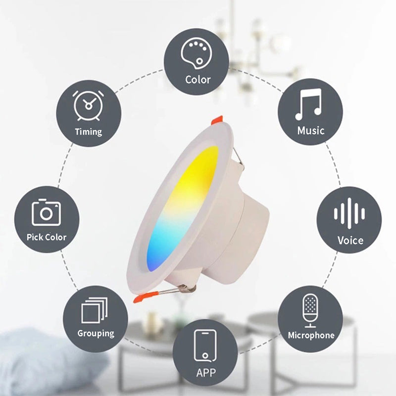 LED Downlight WiFi TUYA Smart Life Dimming Spot Bluetooth Lamp 7W 9W 15W RGB Change Warm Cool Light Work