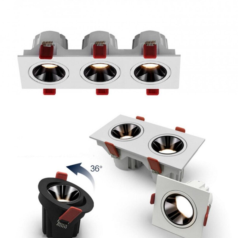 LED downlight Simple/doble cabeza empotrada LED Downlight de techo foco LED Anti-Glare Luz de punto de mazorca interior accesor