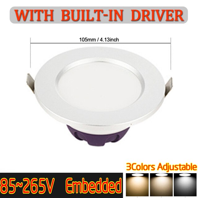 Pocketman 7W 85-220V LED Downlight Warm white-neutral white-white 3-color Dimmable Living Room Ceiling Light Recessed Downlight