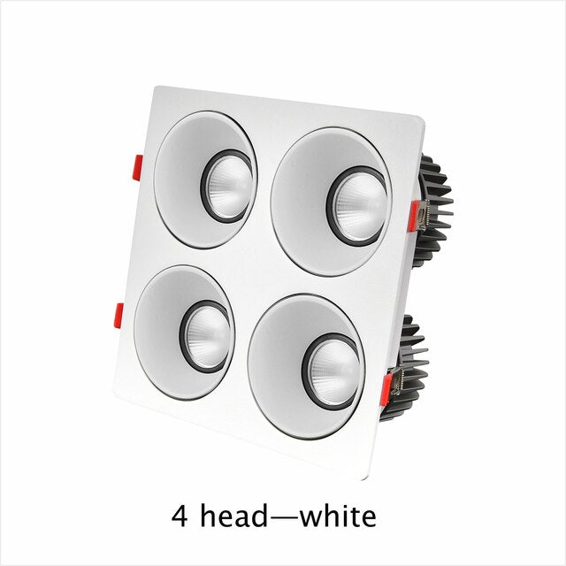 Recessed Downlight Dimmable Led Spotlight Square 4 head Led Ceiling Light Deep Light Source Anti Glare For Living Room Kitchen