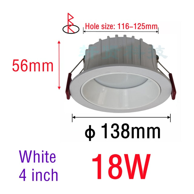 Recessed LED Ceiling Light Anti-glare LED Downlight Black/White Dimmable Bedroom Kitchen Tri-color Light LED Spotlight