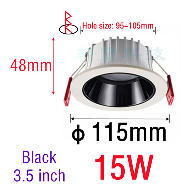 Recessed LED Ceiling Light Anti-glare LED Downlight Black/White Dimmable Bedroom Kitchen Tri-color Light LED Spotlight