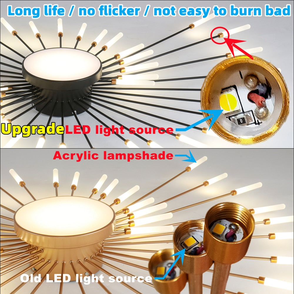 Led Firework Chandelier Dimmable For Living Room Bedroom Modern Ceiling Chandelier Dining Room Ceiling Lamp With Remote Control