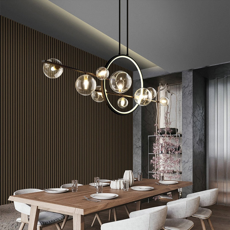 Modern minimalist LED chandelier Nordic ceiling novelty glass bubble Nordic dining table lighting kitchen home decoration lamps