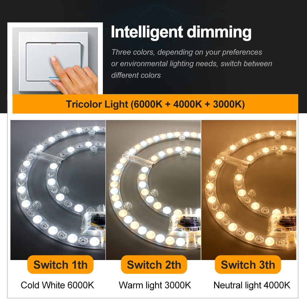 Led Ceiling Light Replacement Led Light Panel Dimmable Round Led Module Board 220V For Ceiling Lamp Fan Lights 60W 72W 80W 100W