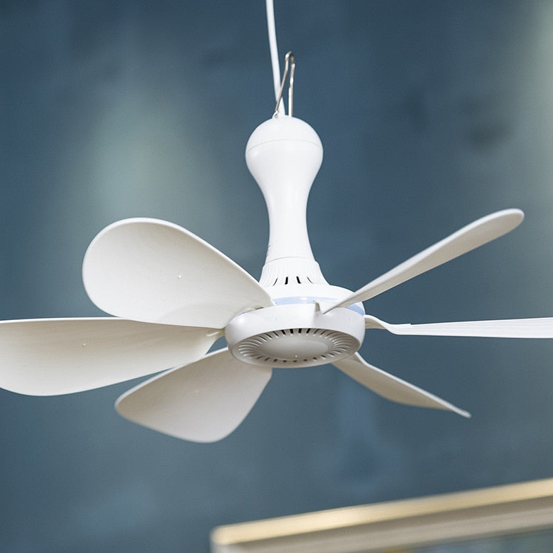Silent 6 Leaves USB Powered Ceiling Canopy Fan for Camping Bed Dormitory Tent