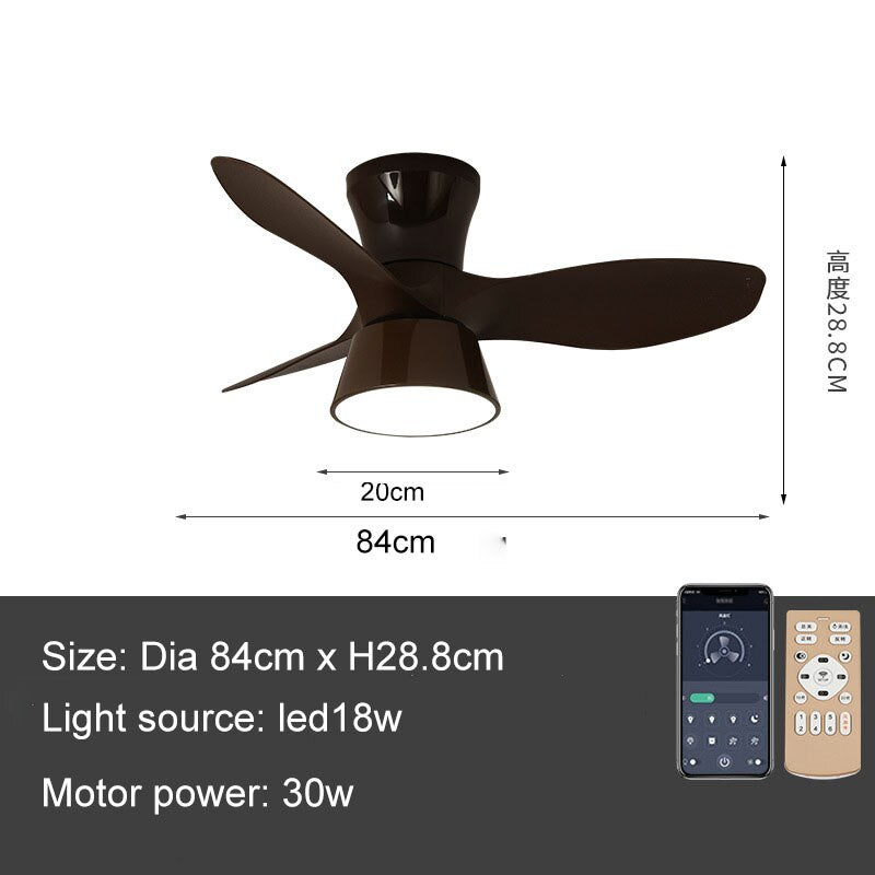32 Inch Surface Mounted Mini Ceilings Fan with LED Lights and Remote Soft Wind for Children Room Powerful DC Motor AC 100-240V