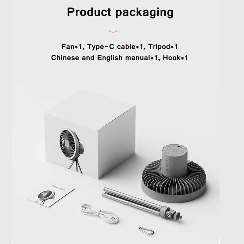 New Outdoor Camping Fan Office Desk USB Tripod Electric Fan Student Dormitory Ceiling Fan 10000mAh