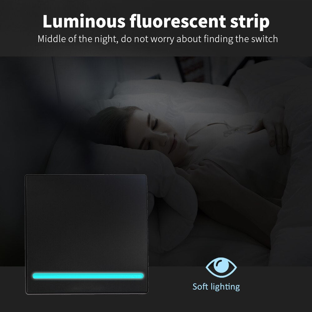 AXUS RF 433Mhz Switch Wireless Wall Switch 86 Wall Panel Transmitter Safety Switch AC 110V 220V Relay Interruptor for Light Lamp