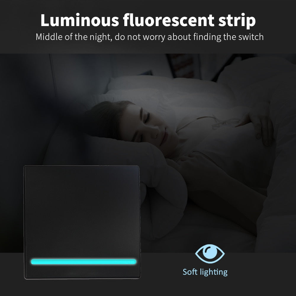 AXUS RF 433Mhz Switch Wireless Wall Switch 86 Wall Panel Transmitter Safety Switch AC 110V 220V Relay Interruptor for Light Lamp