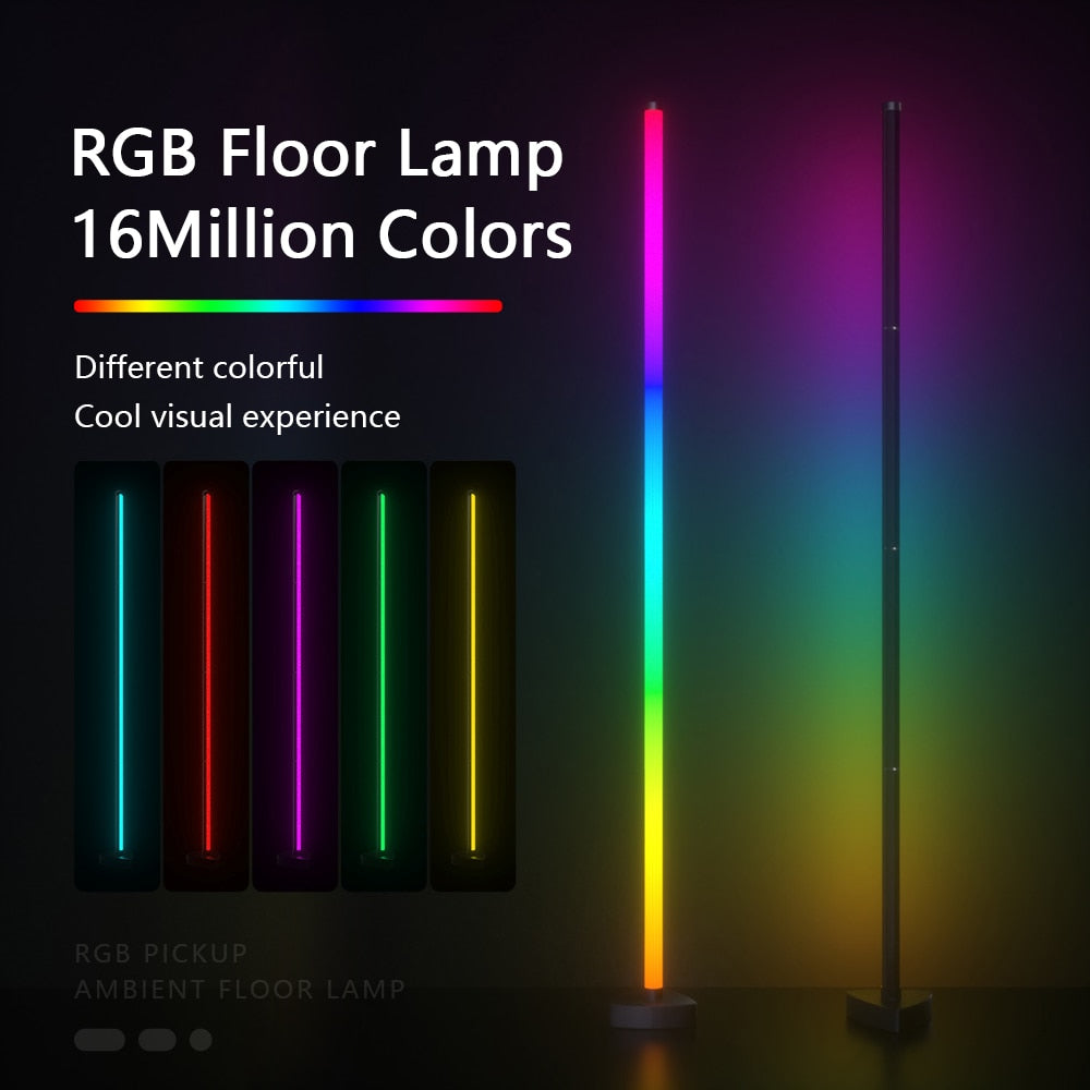 RGB LED Floor Lamp Living Room Dimmable 141cm Highly DIY Stand RGB LED Mood Light for Bedroom Home Decor Interior Lighting