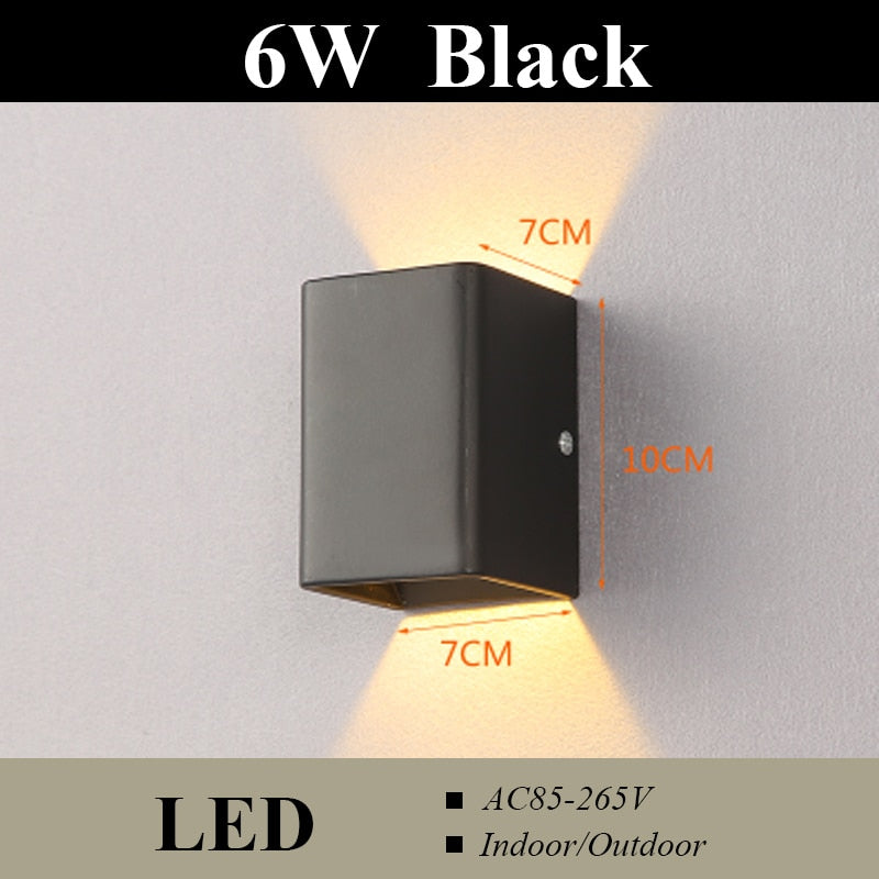 Led Wall Lamp Outdoor Waterproof Up And Down Luminous Lighting Garden Decoration AC85-265V Wall Lights for Bedroom Living Room