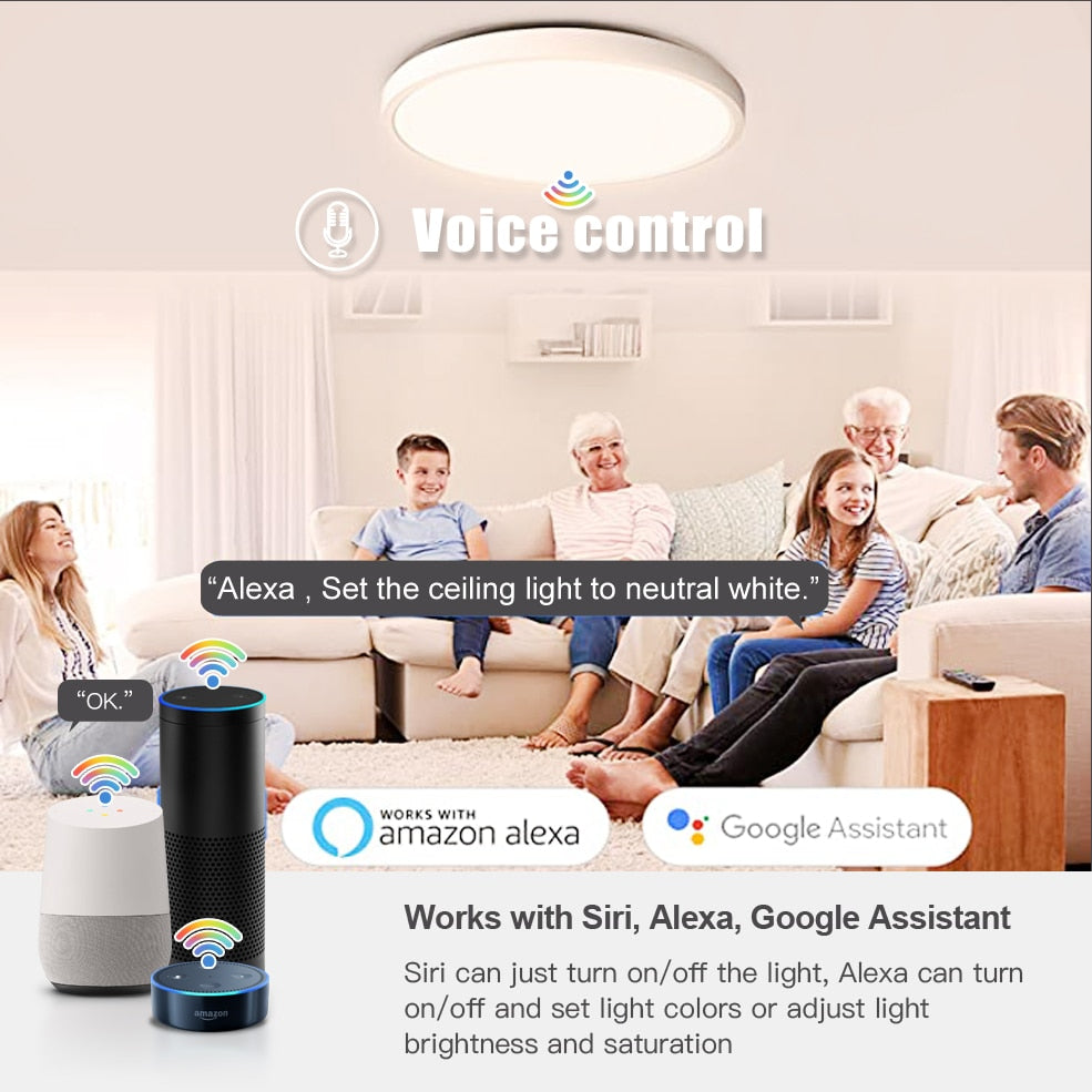 3.0 Smart Ceiling Light Wi-fi RGBCW Led Ceiling Lamp Livingroom Home Decoration Smart Lamp For Alexa, Google Home