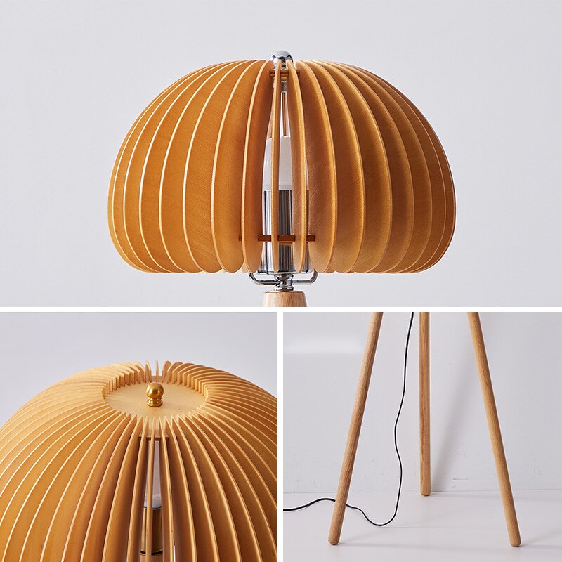 Wood Pumpkin Shape Floor Lights Parlor Bedside Hotel Office Japanese Style Lamp E24 Bulb Loft Deco Drop Shipping