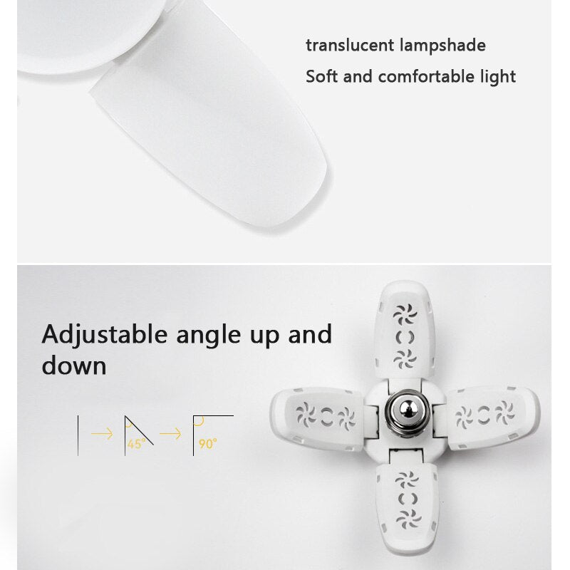 E27 LED Bulb Fan Blade Timing Lamp AC85-265V 28W Foldable Led Light Bulb Lampada For Home Ceiling Light With Remote Controller