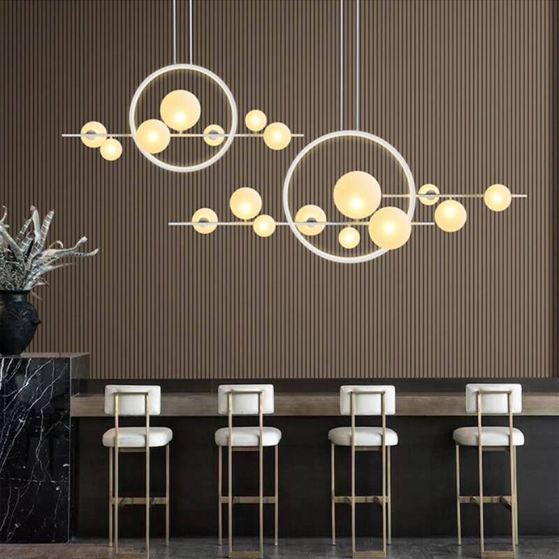 Modern minimalist LED chandelier Nordic ceiling novelty glass bubble Nordic dining table lighting kitchen home decoration lamps