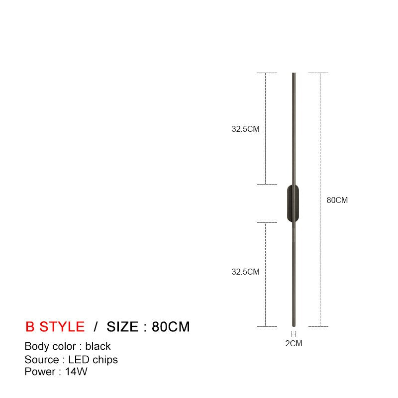 Minimalism Longer LED Wall Lights Living Room Background Decor Kitchen Fixtures Bedroom Study Stair Surface Mounted Black Lamp