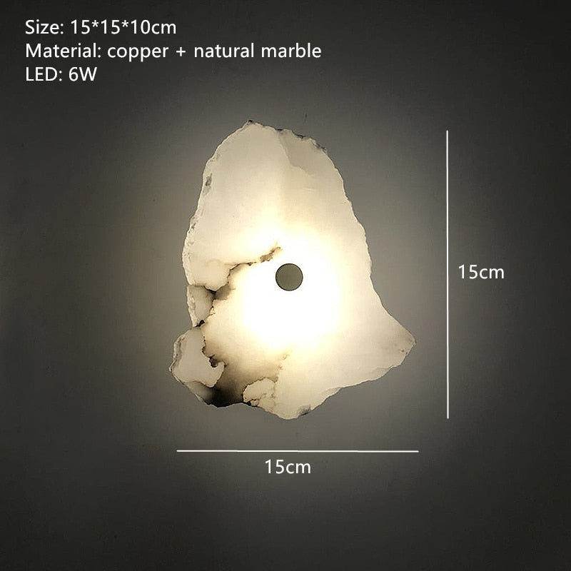 Natural Marble LED Wall Lamp Copper Luxury Novelty Lighting Sconce For Bedroom Living Dining Room Wall Decors Modern Art Design