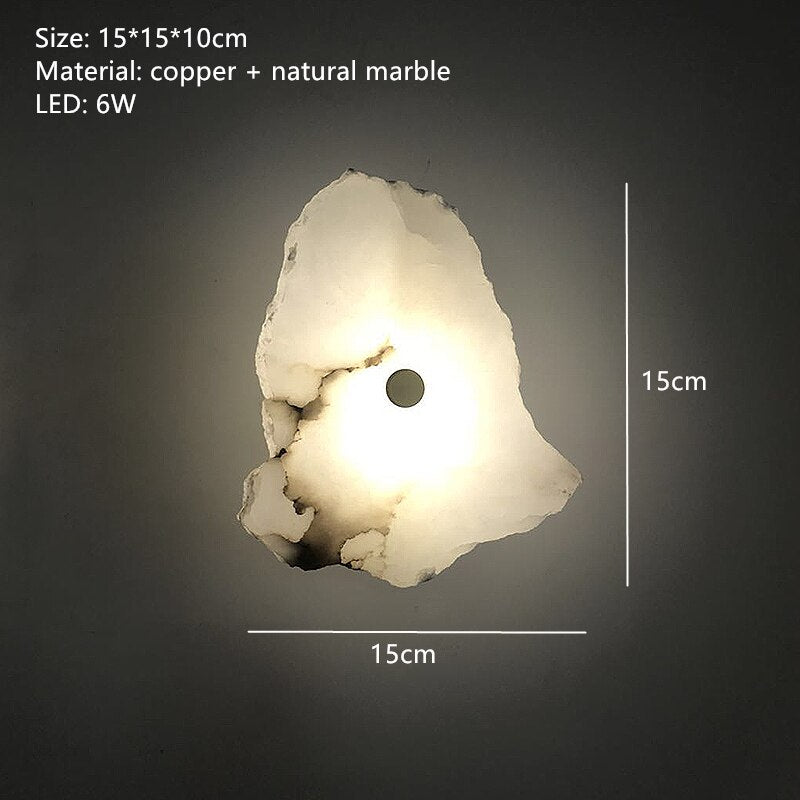 Natural Marble LED Wall Lamp Copper Luxury Novelty Lighting Sconce For Bedroom Living Dining Room Wall Decor Modern Art Design