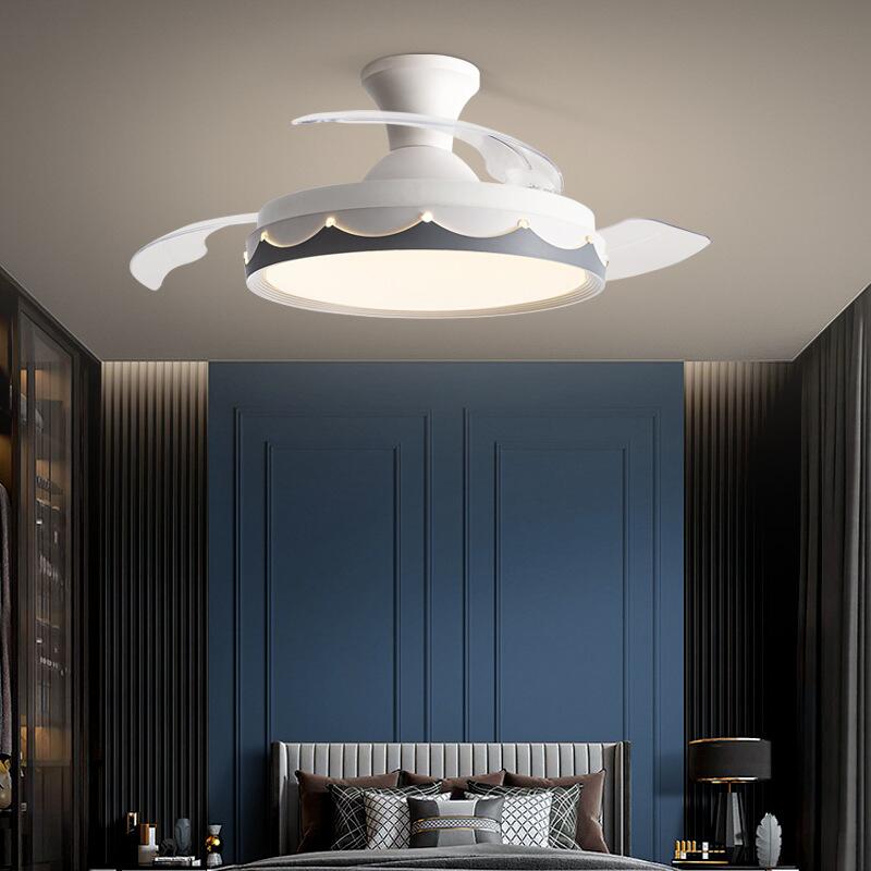 Modern Led White Ceiling Fans With Light Low Floor 36inch 42 Inch Remote Control DC Motor 36W Simple Fans Lighting Living Room