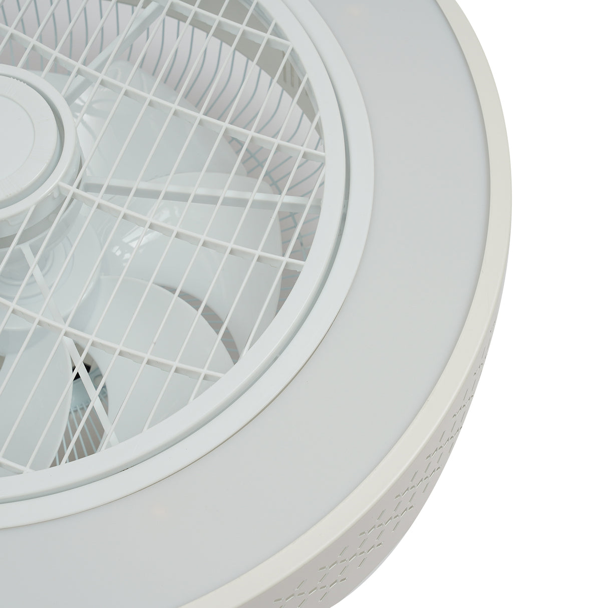 Acrylic Enclosed Round Ceiling Fan with Light and Remote Control Invisible Blades for Bedroom