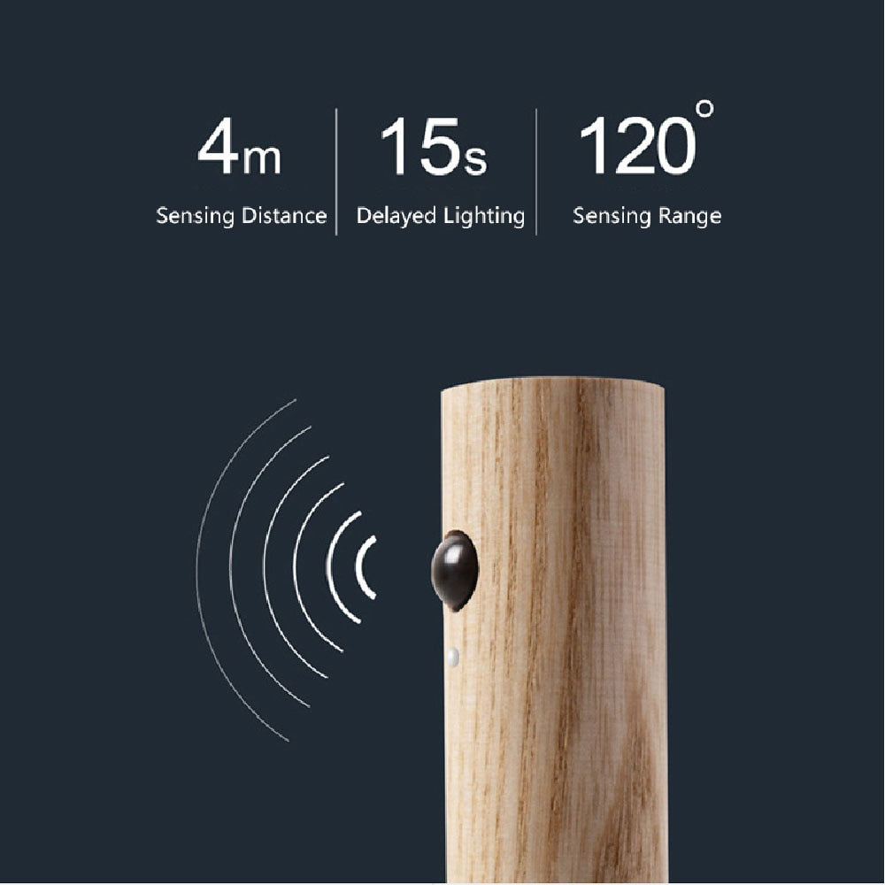LED Wood Wireless USB Night Light Magnetic Wall Lamp Kitchen Cabinet Closet light Home Bedroom Table Move Lamp Bedside Lighting