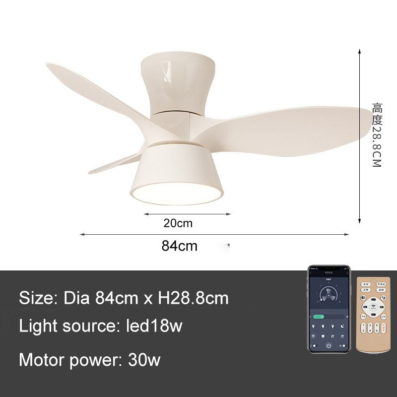 32 Inch Surface Mounted Mini Ceilings Fan with LED Lights and Remote Soft Wind for Children Room Powerful DC Motor AC 100-240V