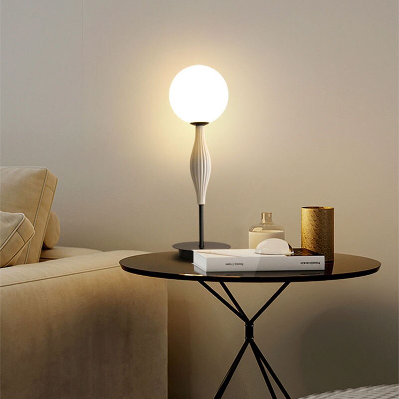 Minimalist White Glass Floor Lamp Living Room Bedroom Bedside Modern Lighting G9 Bulb White Resin 100-240V