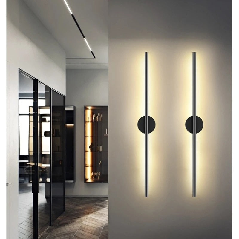 Nordic Strip LED Wall Lights Aluminum Wall Lamp Living Room Sofa Background Wall Decor Lamps Bedroom Bedside Lighting Fixtures