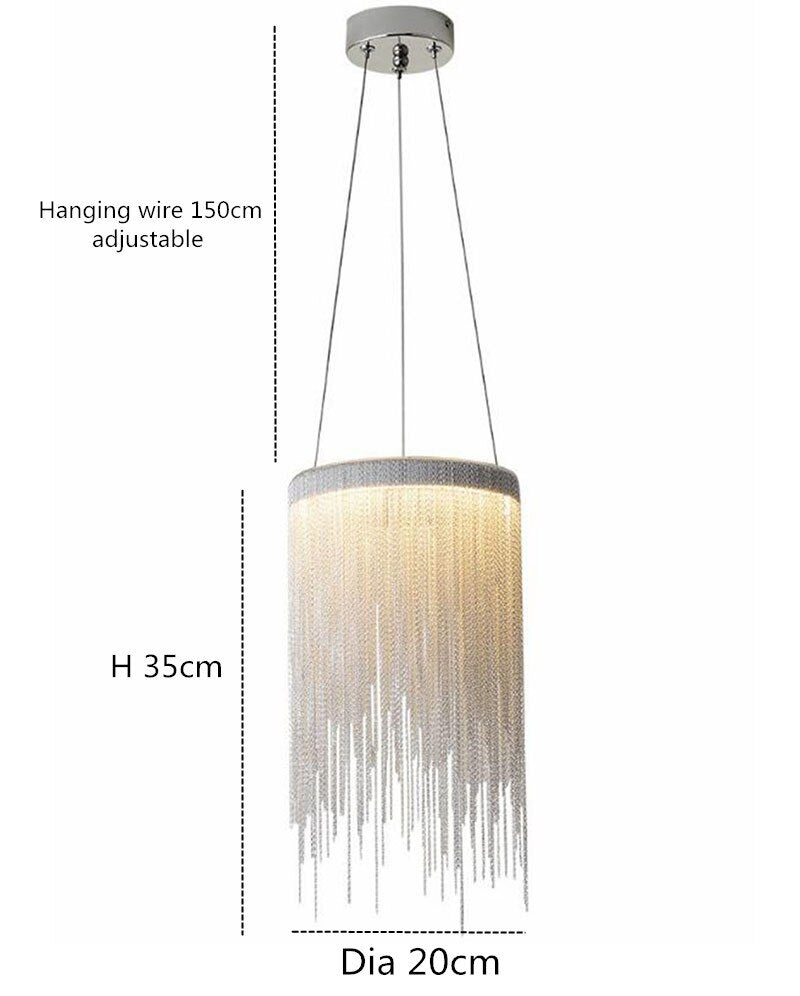 Modern Aluminum chandelier Lamp Novelty Aluminum Chains LED chandelier Light Dining Room Living Room Bedroom Light