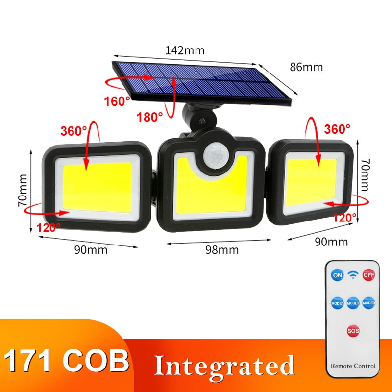 LED Solar Lights Outdoor Motion Sensor Human Induction Adjustable head IP65 Waterproof Solar Power Wall Lamp