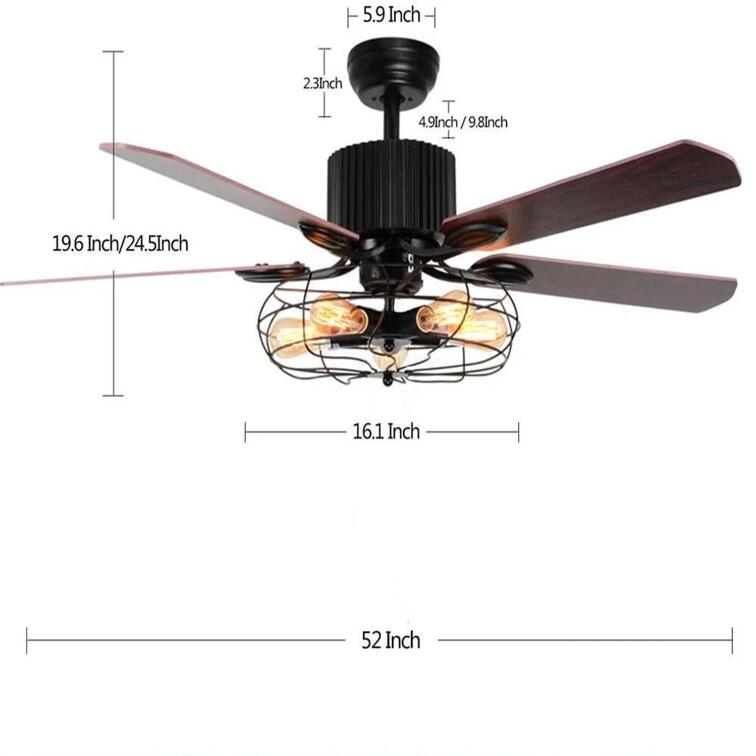 5 Blade Standard Ceiling Fan with Remote Control