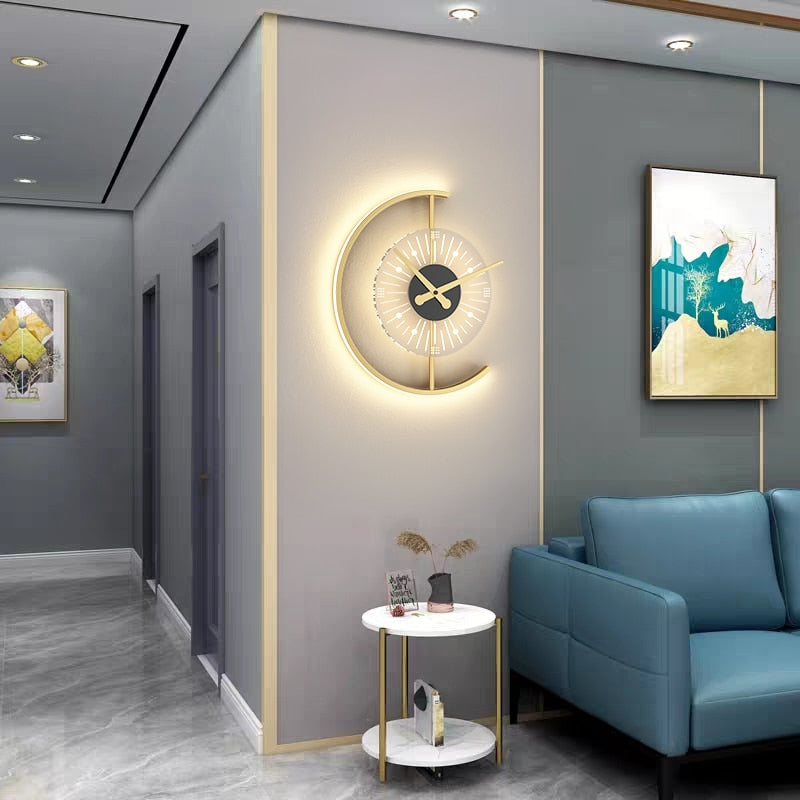 Modern LED Clock Wall Lamps For Bedside Corridor Aisle Hotel Living Room Foyer Kitchen Porch Lights Luminaria Indoor Lighting