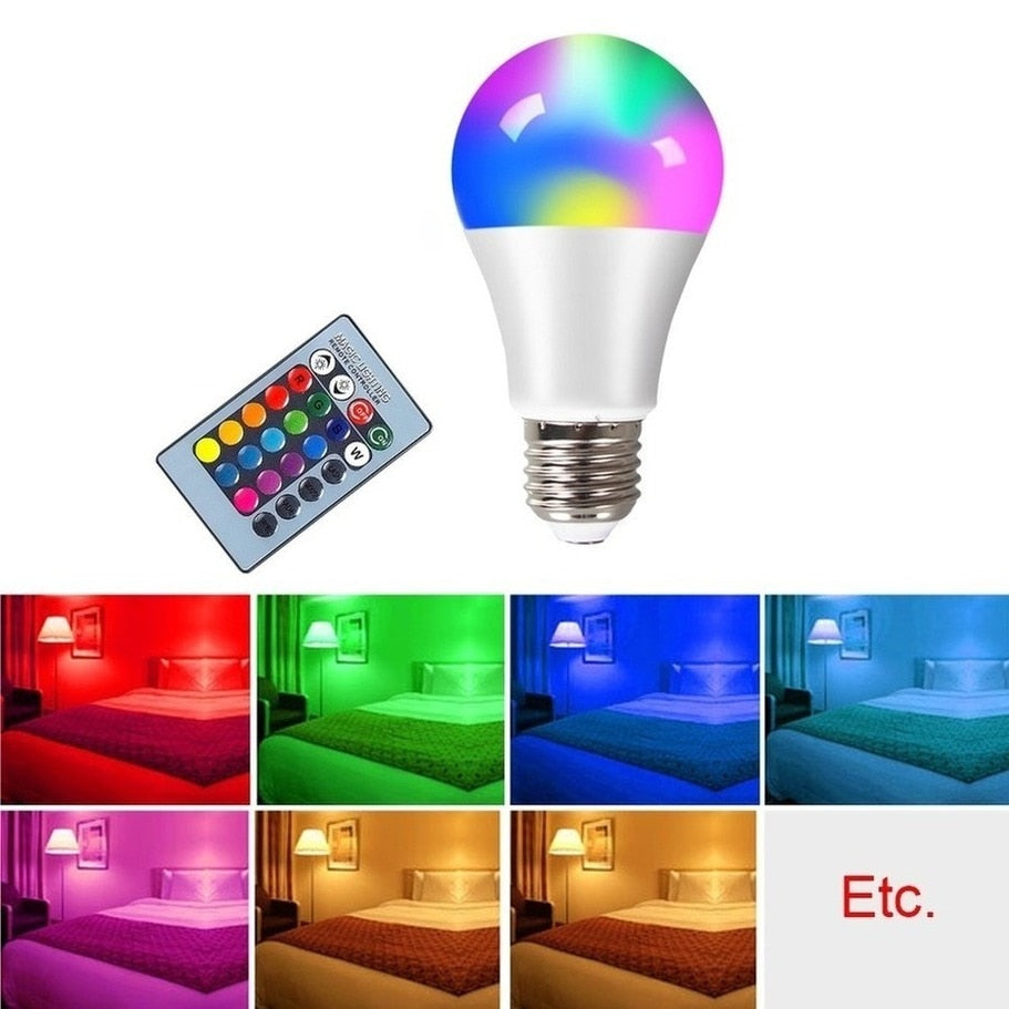 E27 LED RGB Lamp Spotlight Bulb AC 85-265V Bomb illas LED 4W 10W 15W IR Remote Control Led Bulb Smart Led RGBW Lamp Home Decors