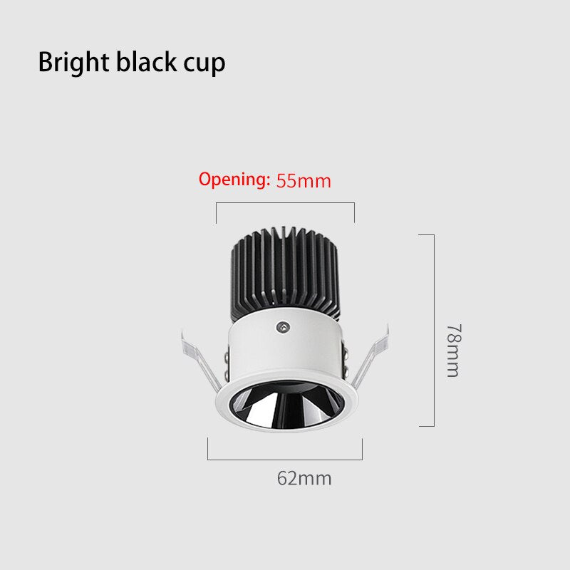 Led Spots Light Recessed Round Spotlights COB Mini Small Ceiling Lamp Adjustable Angle Narrow Border Foco Opening 55mm Lighting
