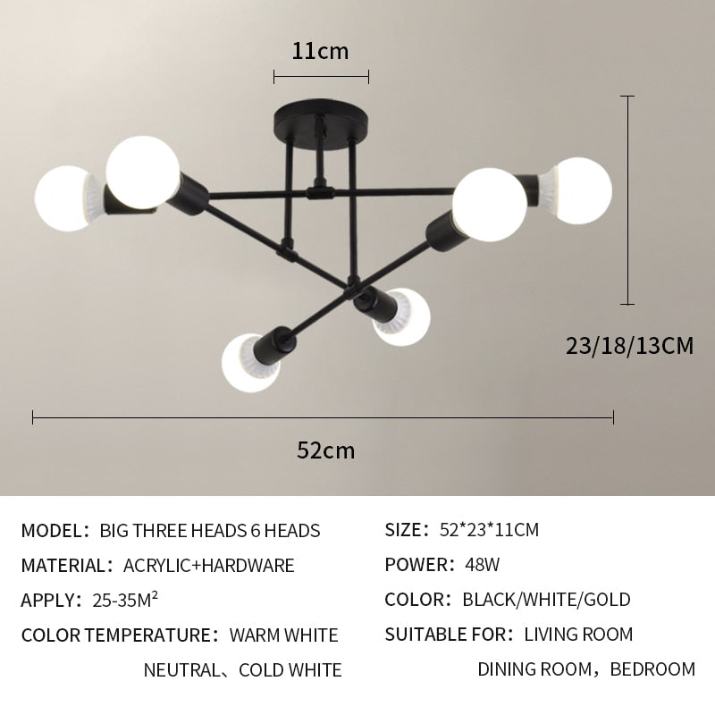 Modern Creative LED Chandelier Lighting Warm Romantic Minimalist for Bedroom Personality Living Room Dining Room Ceiling Lamp