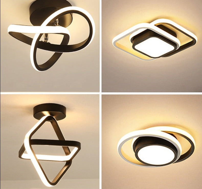 Small Modern LED Ceiling Light 2 Rings Creative Design Ceiling Lamp Indoor Lighting Fixtures Hallway Balcony Aisle Office Lustre