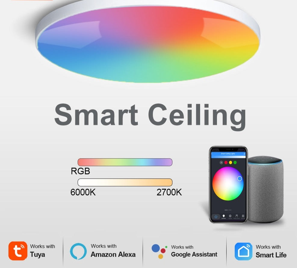 3.0 Smart Ceiling Light Wifi RGBCW Led Ceiling Lamp Livingroom Home Decoration Smart Lamp For Alexa, Google Home