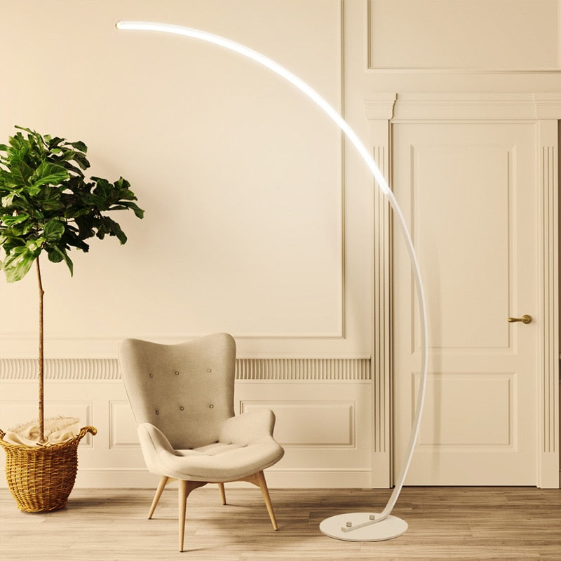 C Floor Lamp Dimming Remote Control Floor Light Black LED Corner Floor Lamp Bedroom Decoration Living Room Lamp Standing Light