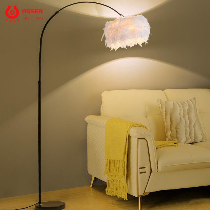 RSSER New Modern Nordic Big Sale Simple LED Floor Lamp Black White Standing Light Corner Apartment Lamp For Bedroom Decoration