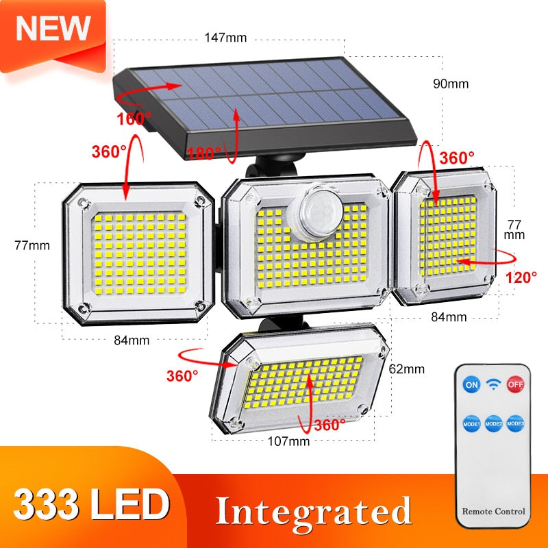 LED Solar Lights Outdoor Motion Sensor Human Induction Adjustable head IP65 Waterproof Solar Power Wall Lamp