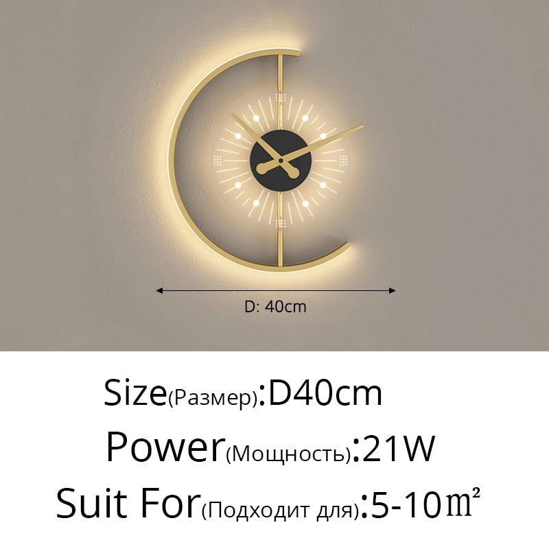 Modern LED Clock Wall Lamps For Bedside Corridor Aisle Hotel Living Room Foyer Kitchen Porch Lights Luminaria Indoor Lighting