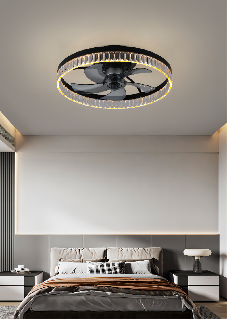 New acrylic ceiling fan lamp LED variable frequency ceiling fan lamp living room bedroom dining room light luxury fan Chandelier